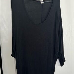 Black Oversized 3/4 Sleeve Tunic Top